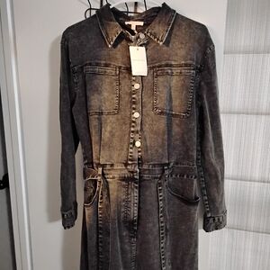 Elegant Black Denim Maxi Dress